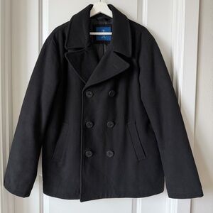 Old Navy 1994 Men's Anchor Buttons Nautical Black Double Breasted Peacoat-L